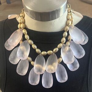 Elegant Gold and Pink Statement Necklace